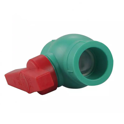 Grüner 2 Weisen-Kugelventil-roter Plastikgriff des Zoll-PVC-Kugelventil-1.6MPa eins