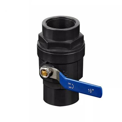 Schwarzes zweiteiliges Stahlgriff-Kugelventil 50mm PVC-Kugelventil